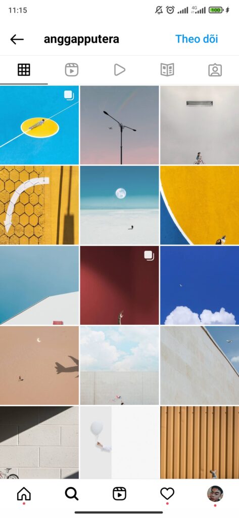 Giao diện Instagram theo phong cách Minimalist
